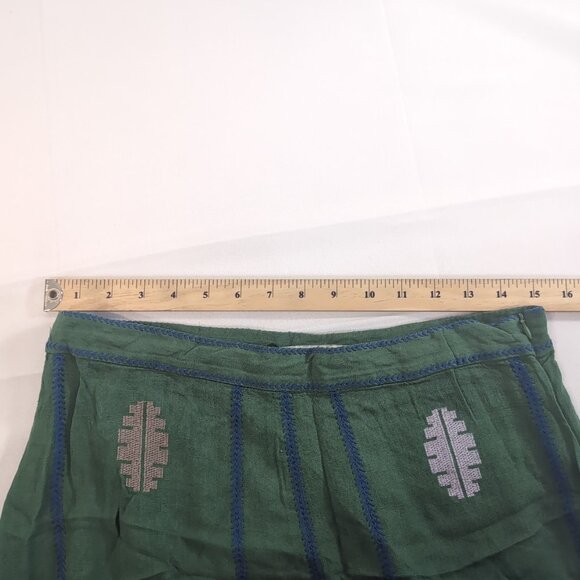 Zara Green Embroidered Leaves Skirt Linen Blend Womens L Large Long Maxi - Picture 11 of 15